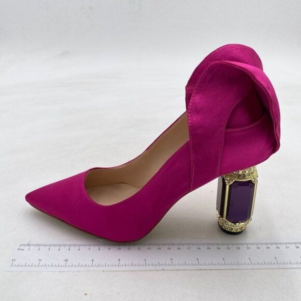 FSJ Pink Heels with Crystal Embellished Heel